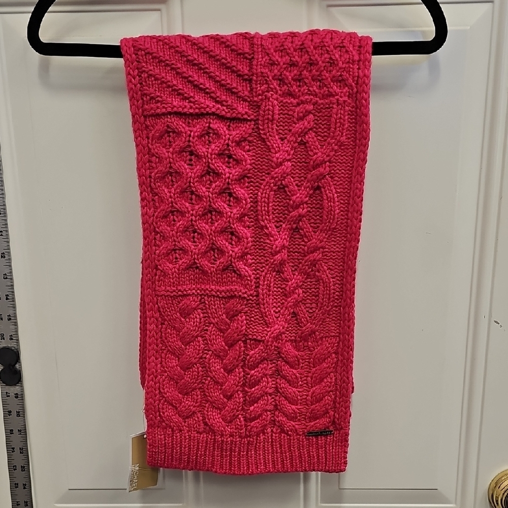 MICHAEL Michael Kors Red Cable Knit Scarf